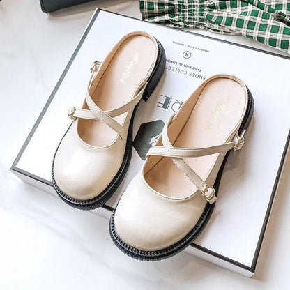 Mary Jane Pumps with Stylish Buckle - Clara-Ivory-2.5-Nora Luxe