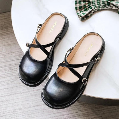 Mary Jane Pumps with Stylish Buckle - Clara-Ivory-2.5-Nora Luxe