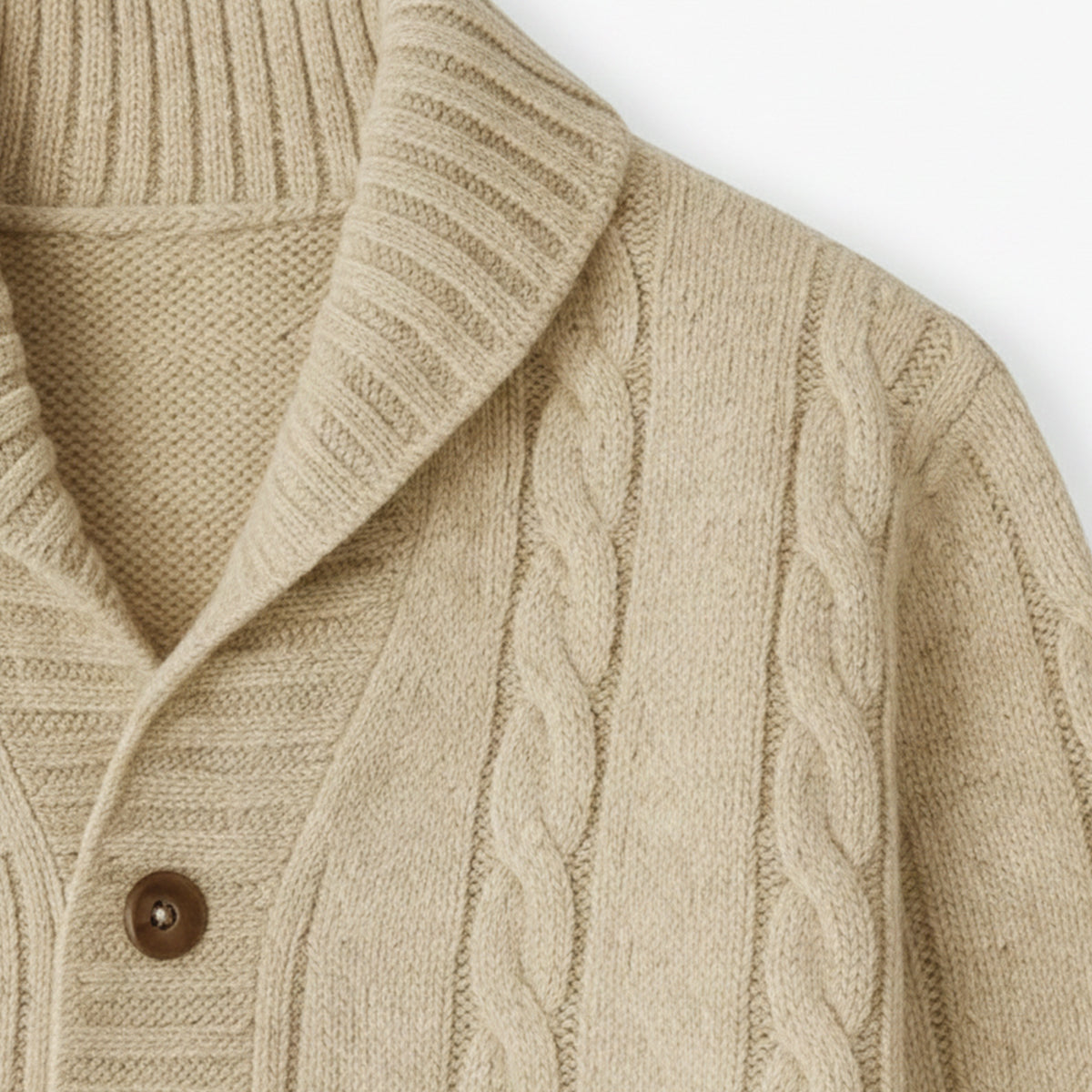 Classic Men's Light Brown Cable Knit Sweater
