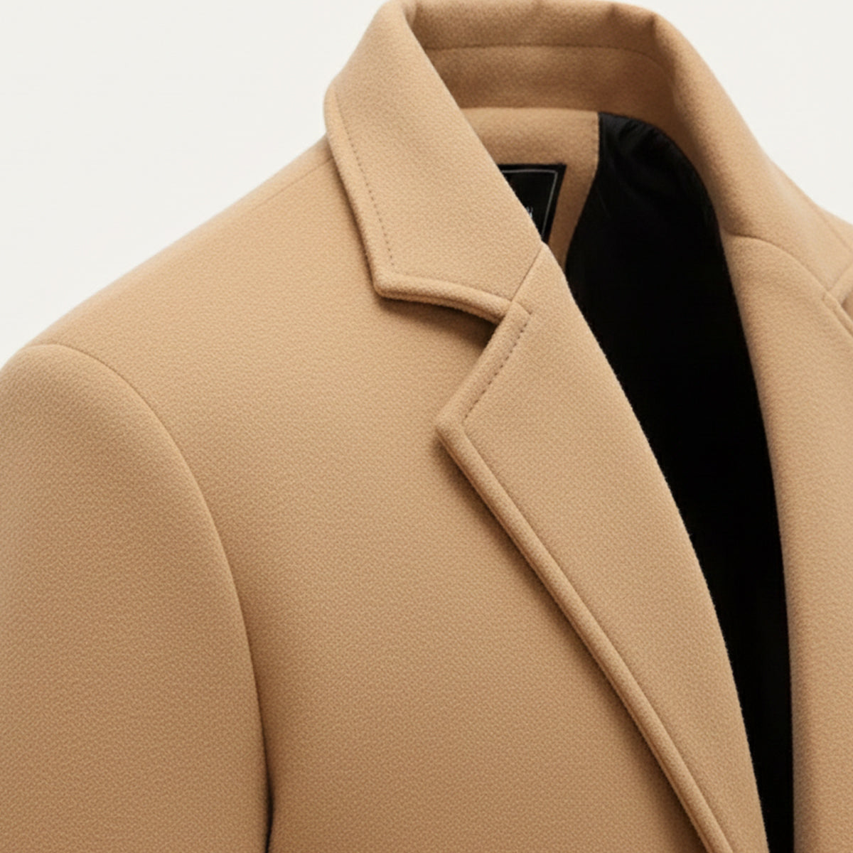 Classic Men's Slim Fit Camel Wool Overcoat