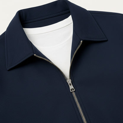 Navy Blue Casual Mens Suit Jacket Pants Set