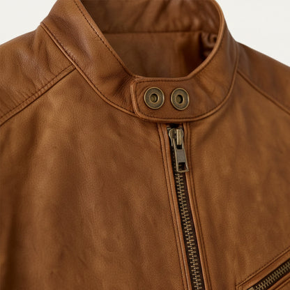 Vintage Brown Leather Motorcycle Jacket for Men