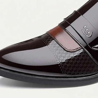Classic Men's Black Leather Slip On Shoes