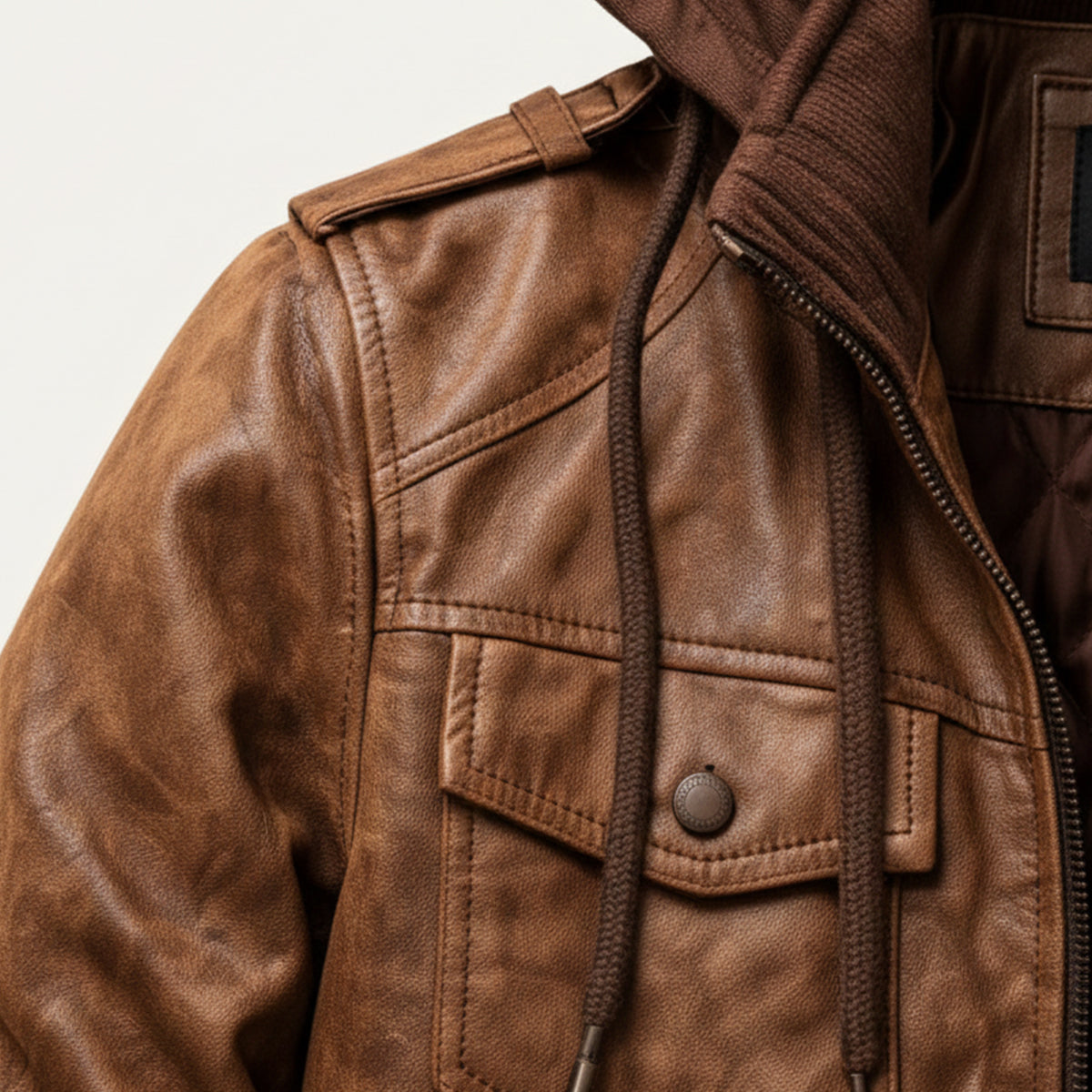 Men's Classic Faux Leather Bomber Jacket