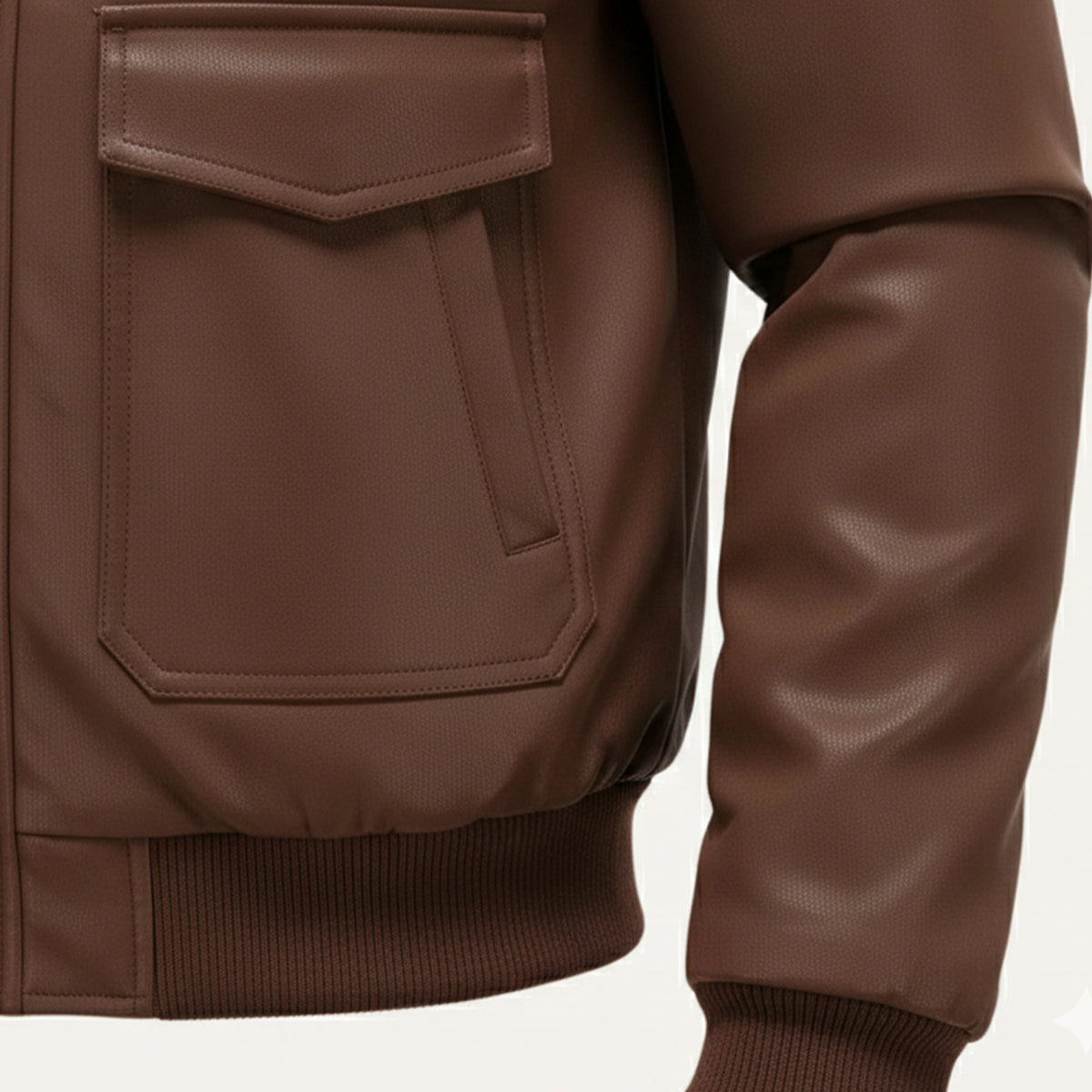 Premium Mens Black Leather Padded Jacket with Hood