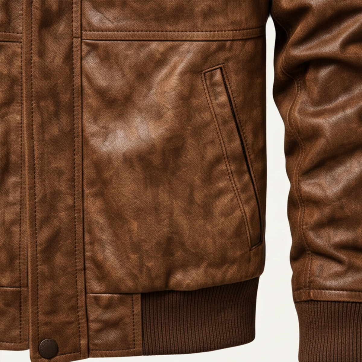 Men's Classic Faux Leather Bomber Jacket