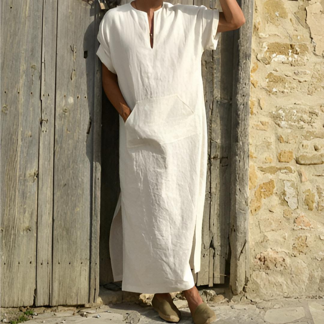 Image of Max | Men's V-Neck Side Slit Long Shirt