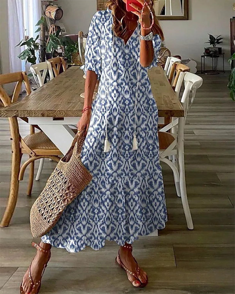 Long Sleeve Floral Maxi Dress - Pexav