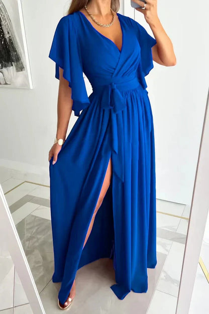 Maxi Dress with High Split - BreezeWave-XS-blue-Nora Luxe