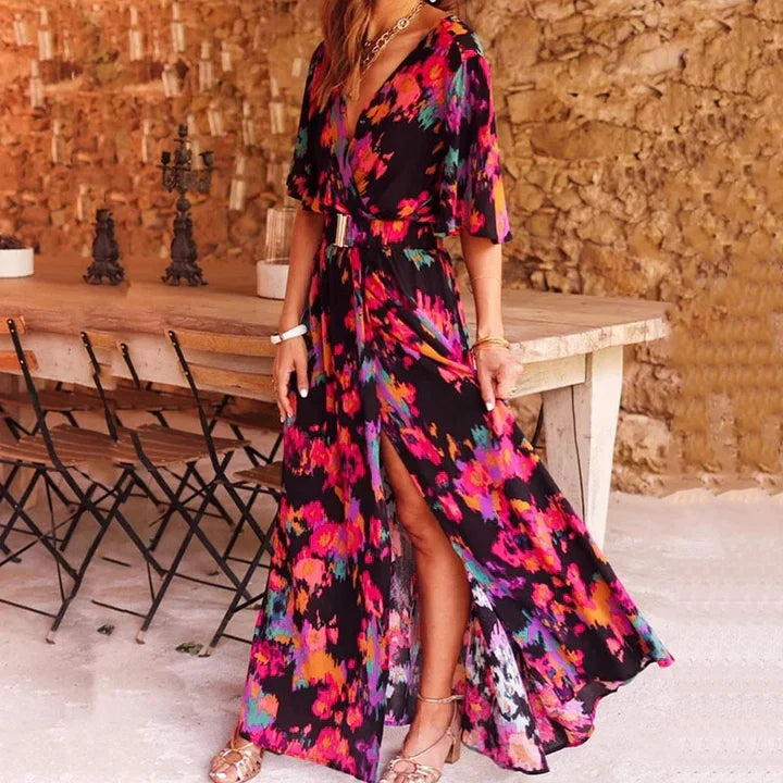 Maxi Wrap Dress - Sophia-S-black-Nora Luxe