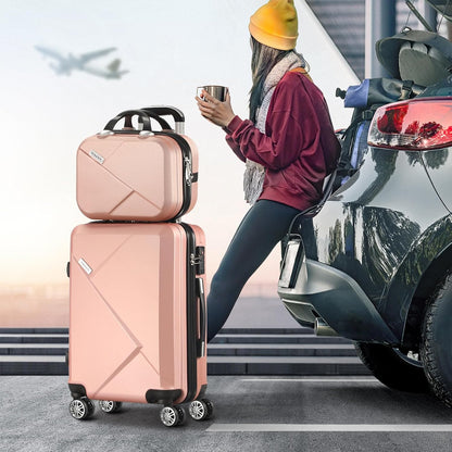 Portable 2-Piece Travel Bag Set with Suitcase and 360 Wheels