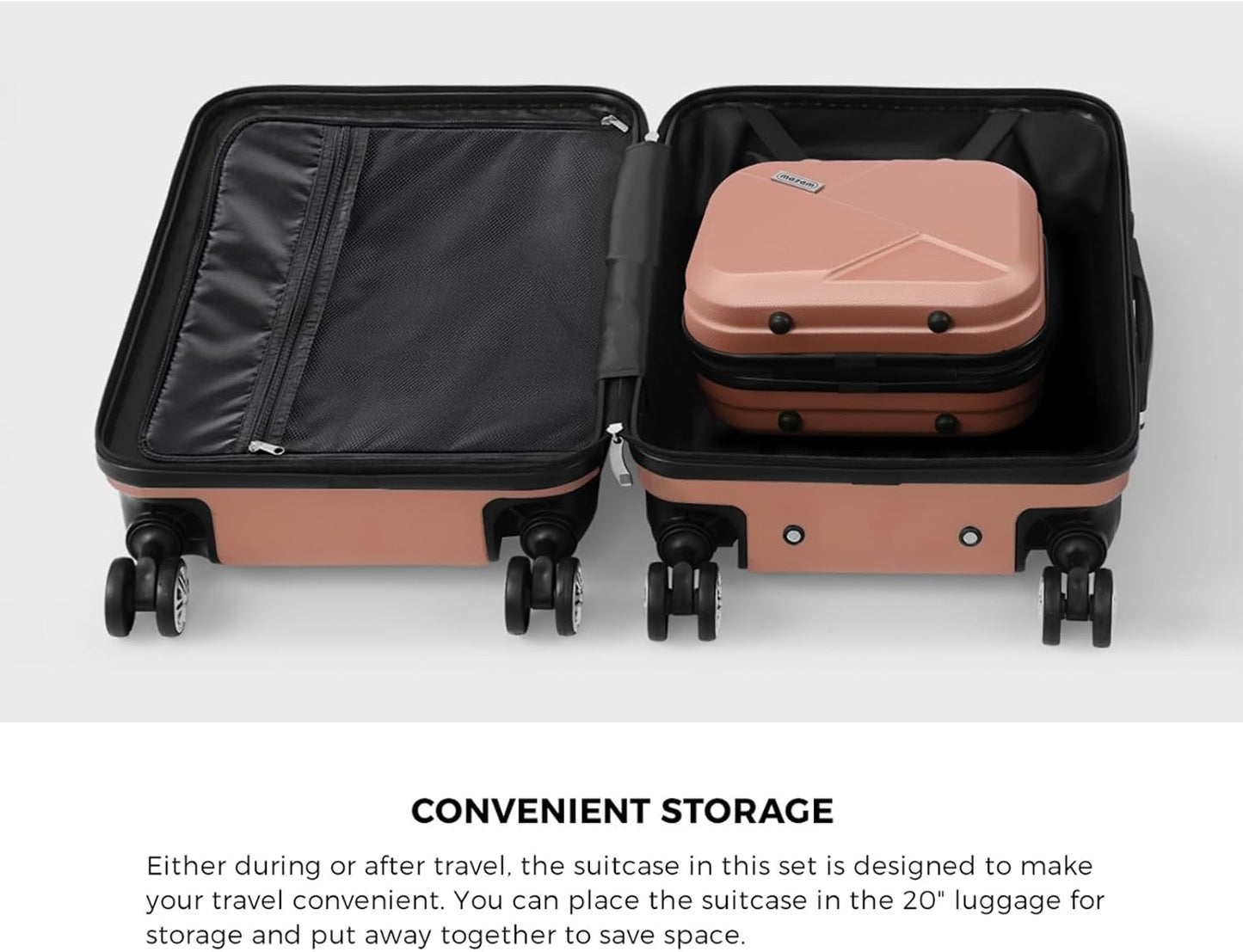 Portable 2-Piece Travel Bag Set with Suitcase and 360 Wheels