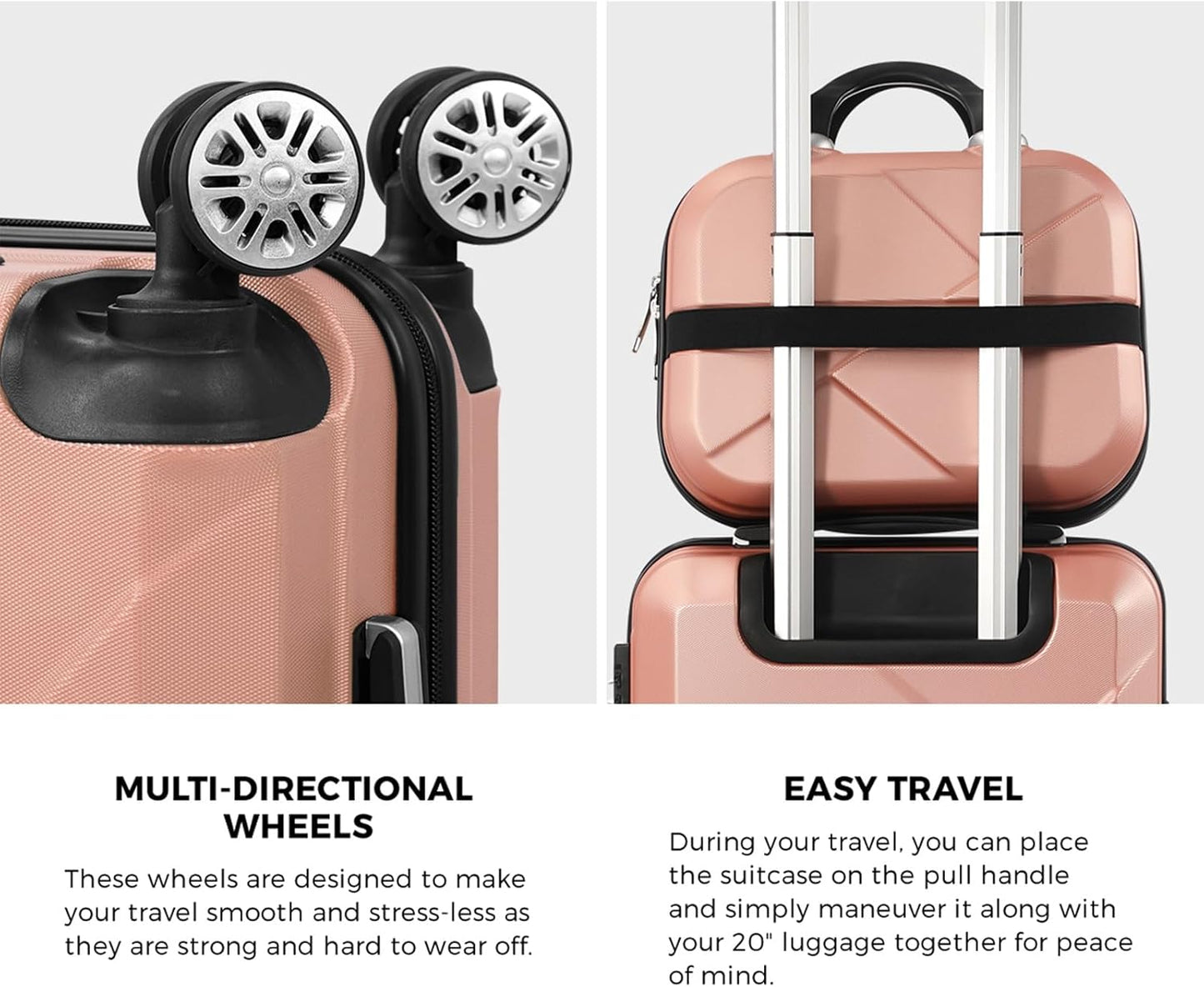 Portable 2-Piece Travel Bag Set with Suitcase and 360 Wheels
