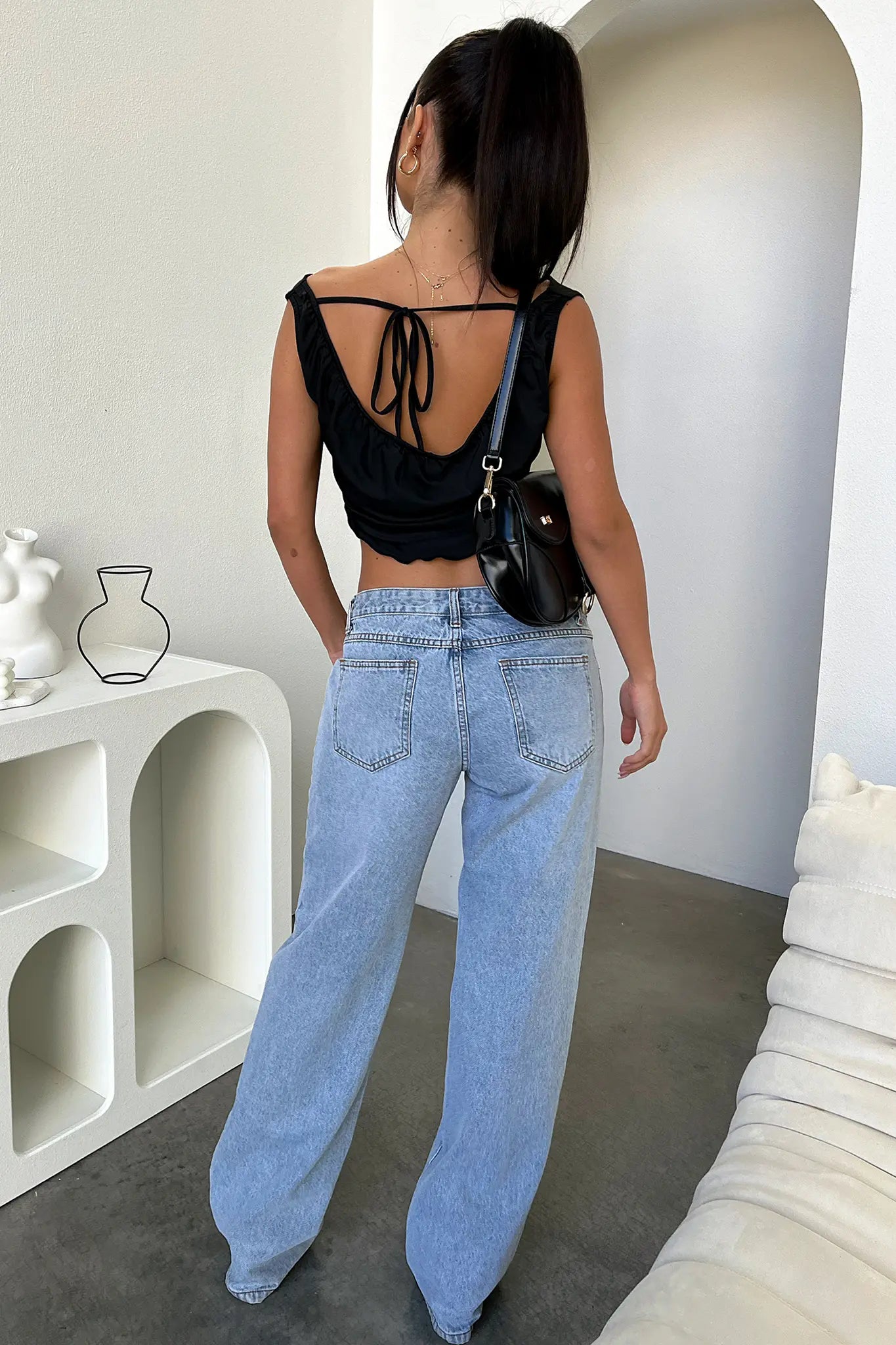 Women's Comfortable Sky Blue Wide Leg Jeans