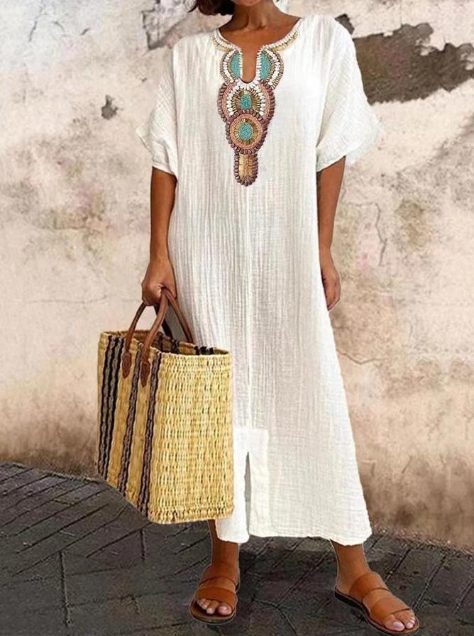 Elegant Ladies V Neck Long Dress - Olytrend