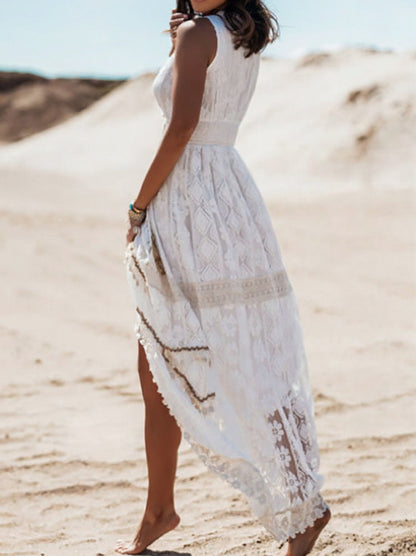 Image of Melissa | Women's Sleeveless Lace A-Line Maxi Dress