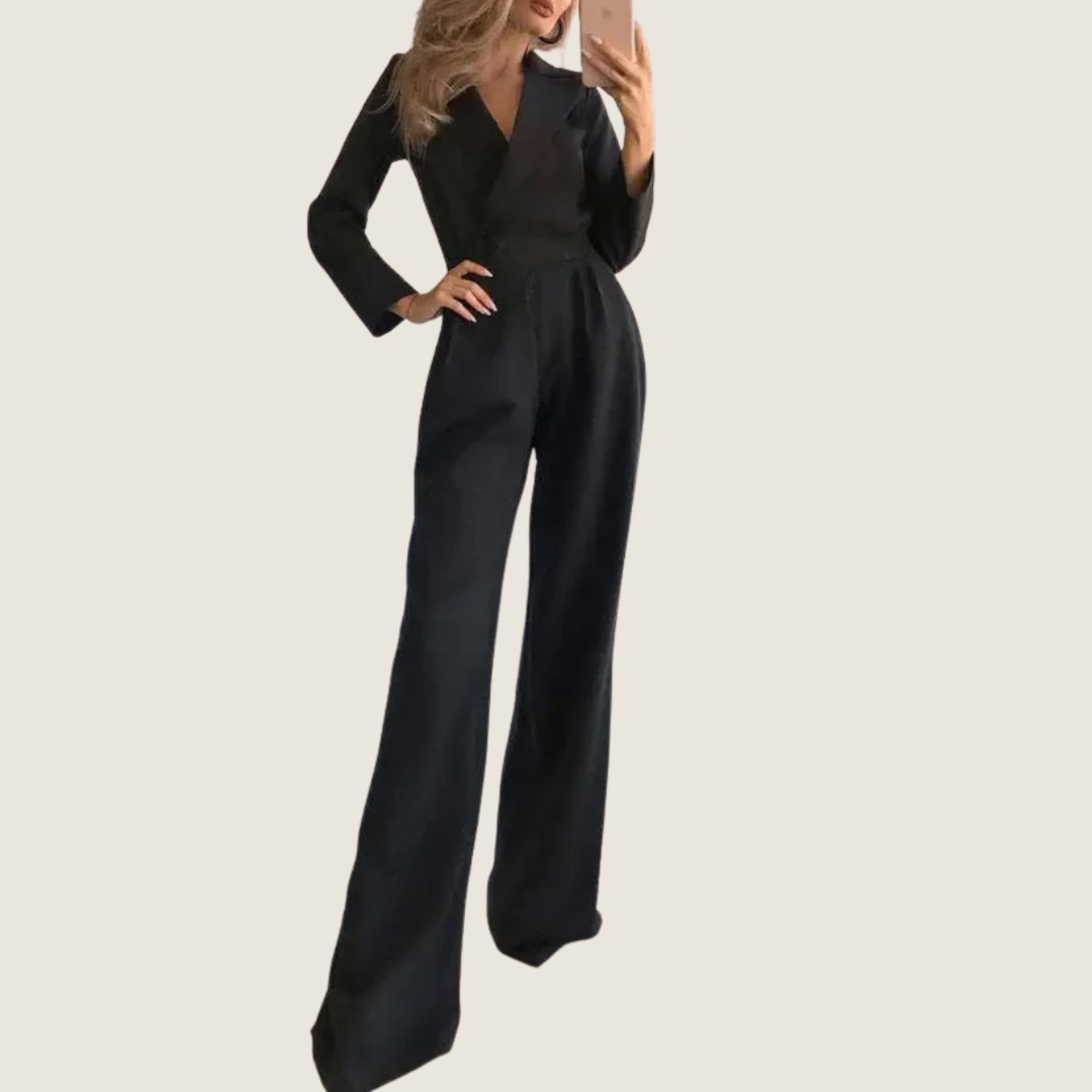 Elegant Women's V-Neck Maxi Romper Jumpsuit - Olytrend