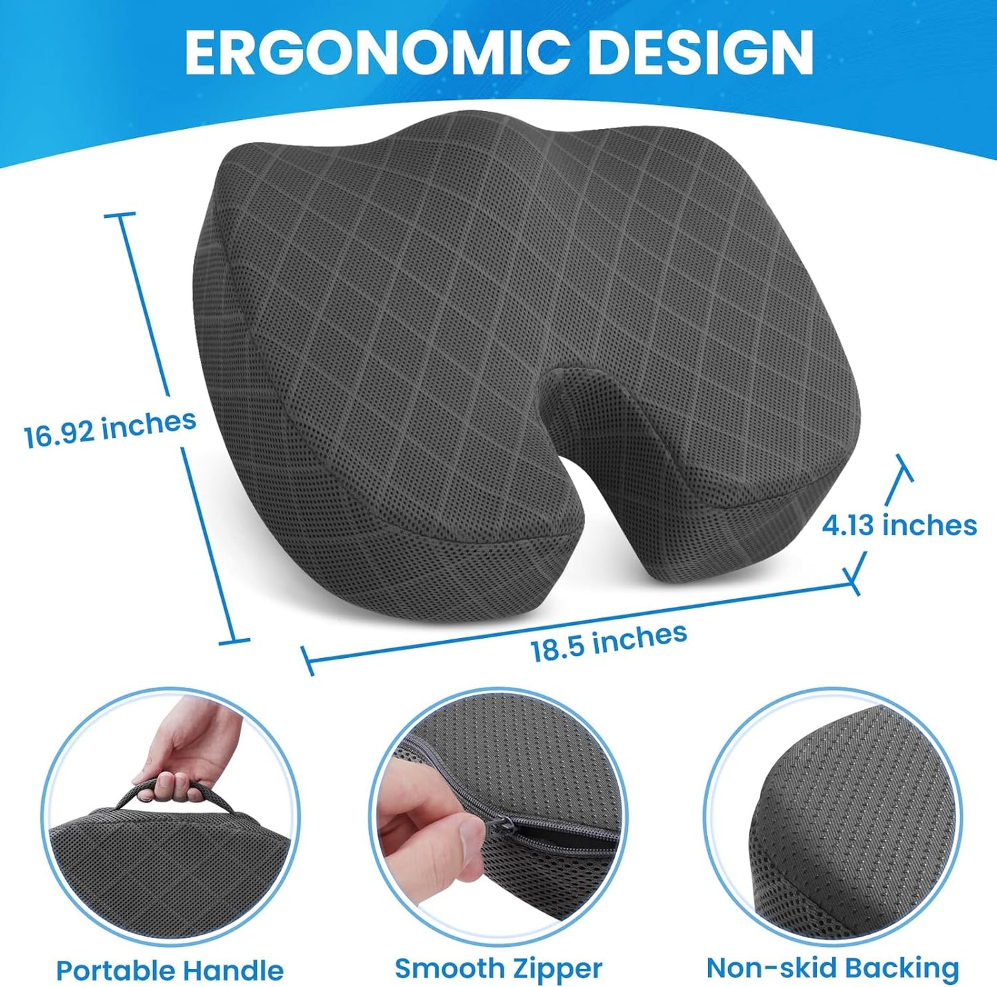 Memory Foam Seat Cushion for Chair - Car Seat and Office Chair Comfort-Black-Nora Luxe