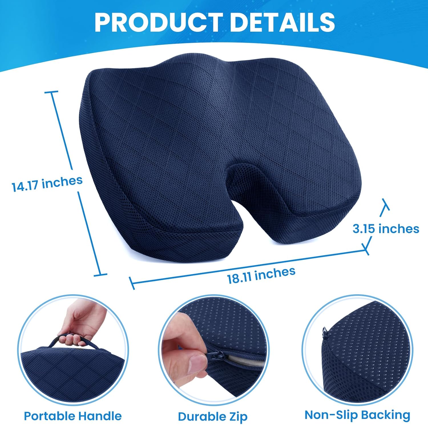 Memory Foam Seat Cushion for Chair - Car Seat and Office Chair Comfort-Black-Nora Luxe