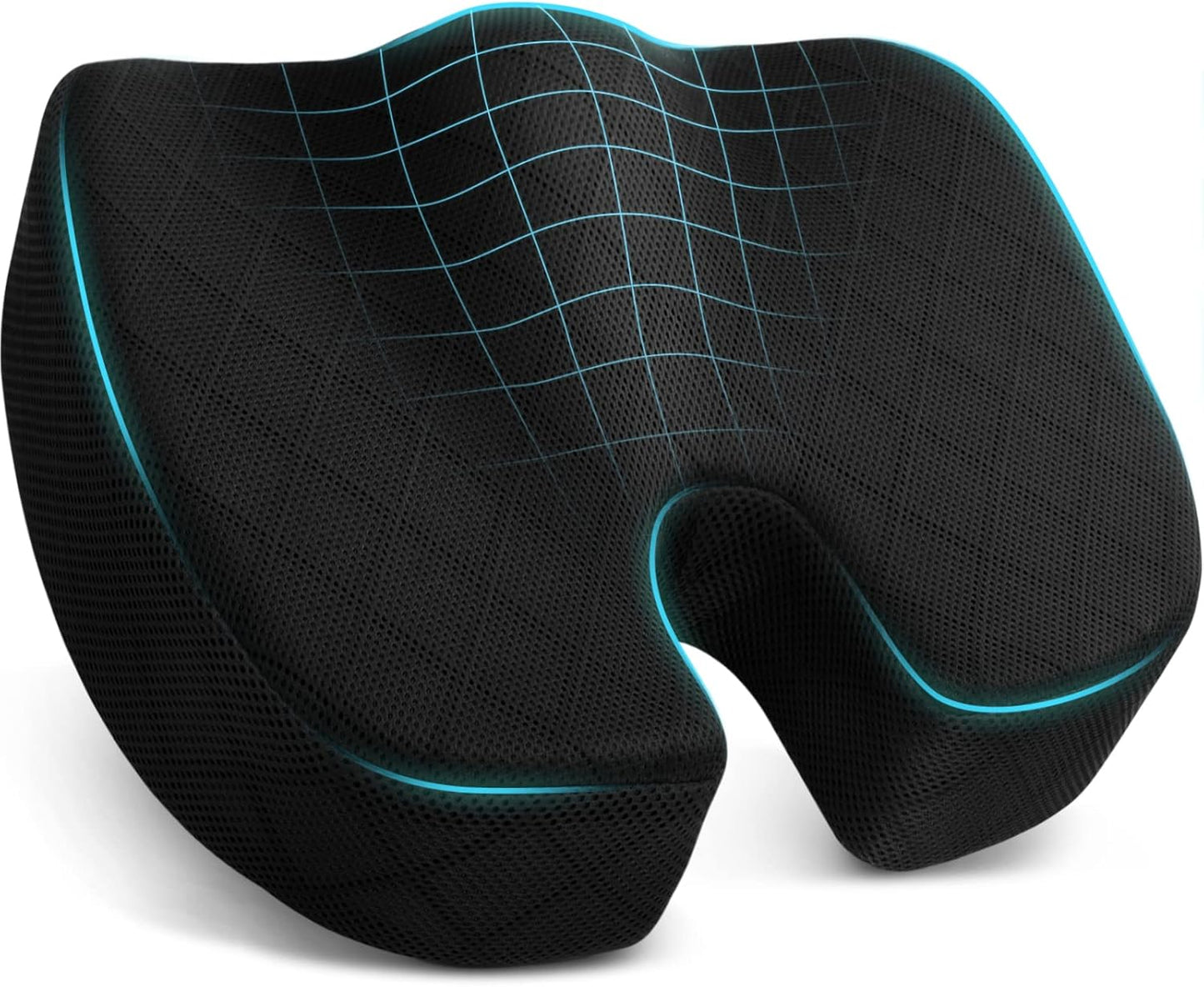 Memory Foam Seat Cushion for Chair - Car Seat and Office Chair Comfort-Black-Nora Luxe