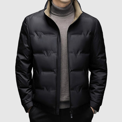 Warm Quilted Down Jacket | Contrast Collar Coat