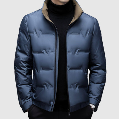 Warm Quilted Down Jacket | Contrast Collar Coat