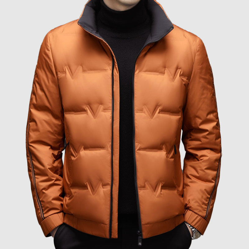 Warm Quilted Down Jacket | Contrast Collar Coat - Nocini