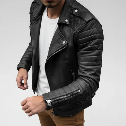 Padded Leather Motorcycle Jacket