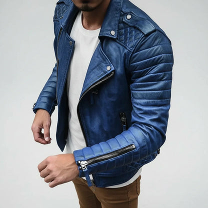 Padded Leather Motorcycle Jacket