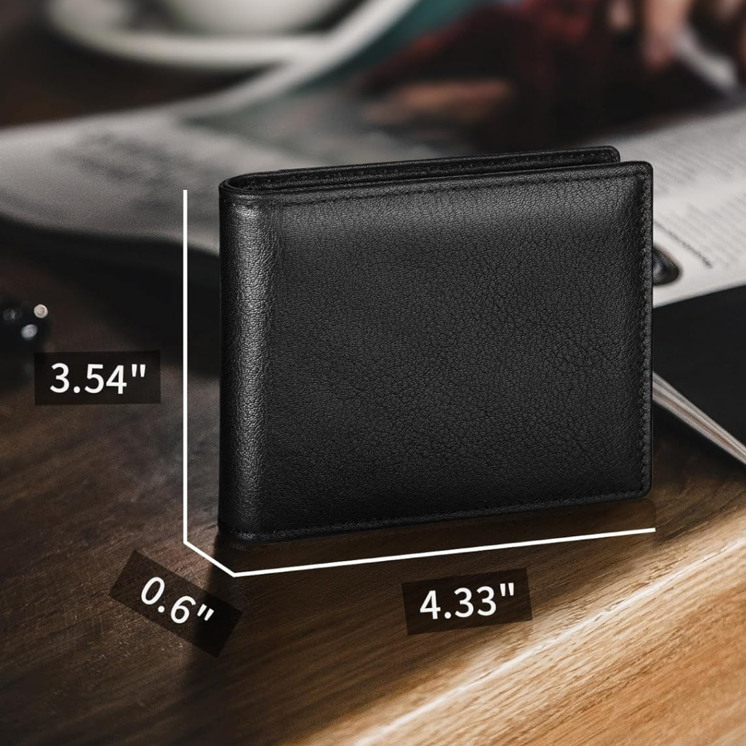 Leather Bifold Wallet with Multiple Card Pockets