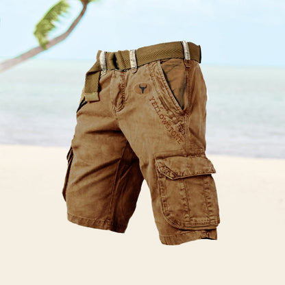 Men's Cargo Shorts - TrekFlex-Caramel-S-Nora Luxe