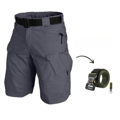 Men's cargo shorts with 7 pockets & free belt – Taro-Grey + belt-S-Nora Luxe