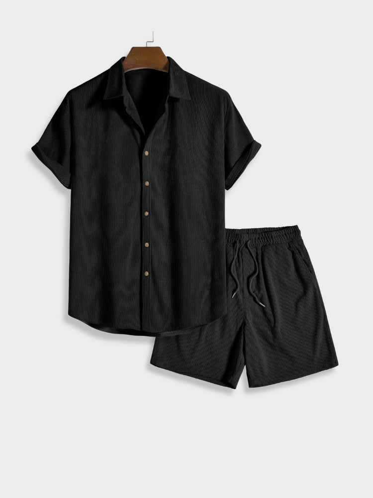 Men's Corduroy Summer Trousers with Button Closure – Sven-Black-S-State of Style