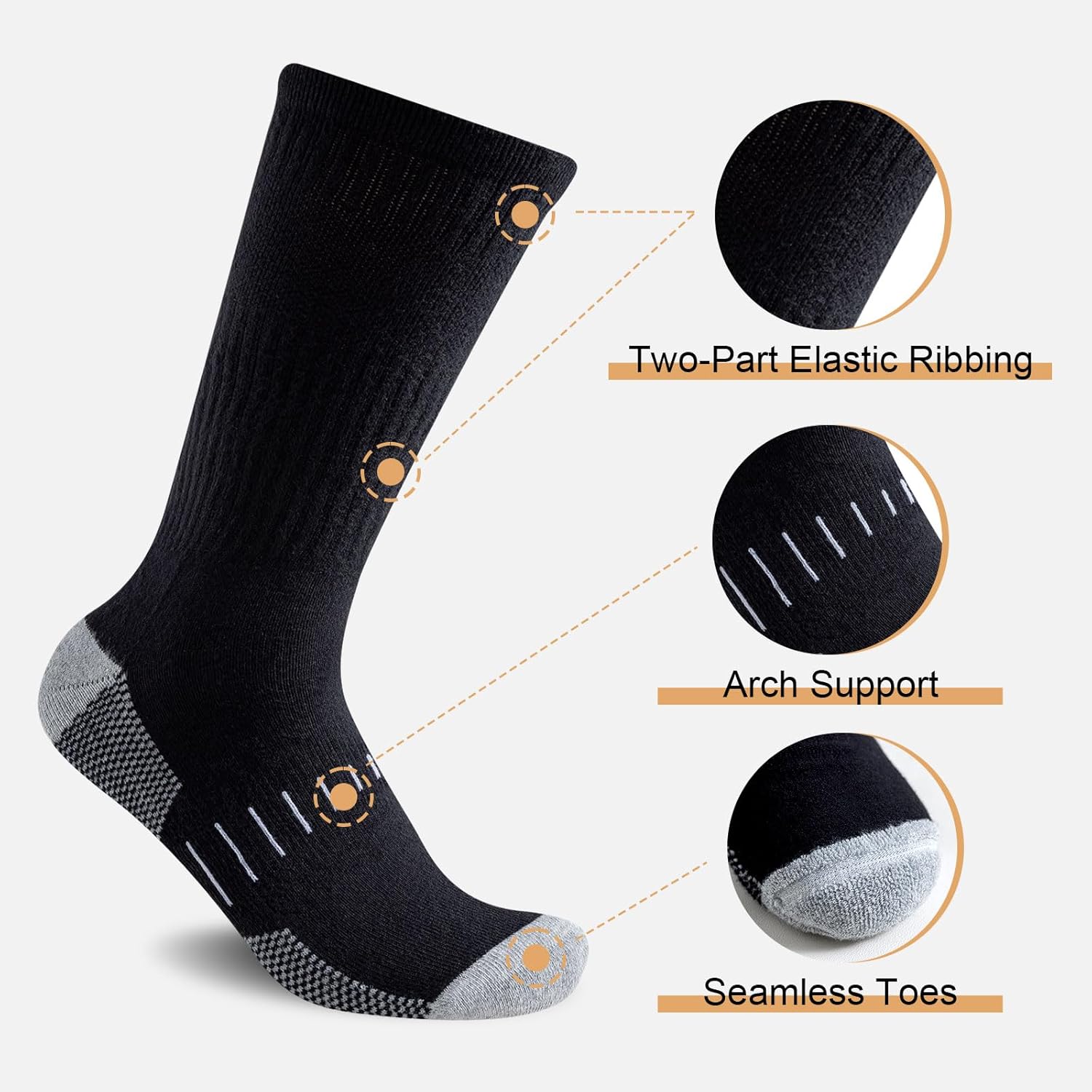 Men's Crew Socks (6 Pairs) - Daniel-Black-S - 6.5-8.0-Nora Luxe