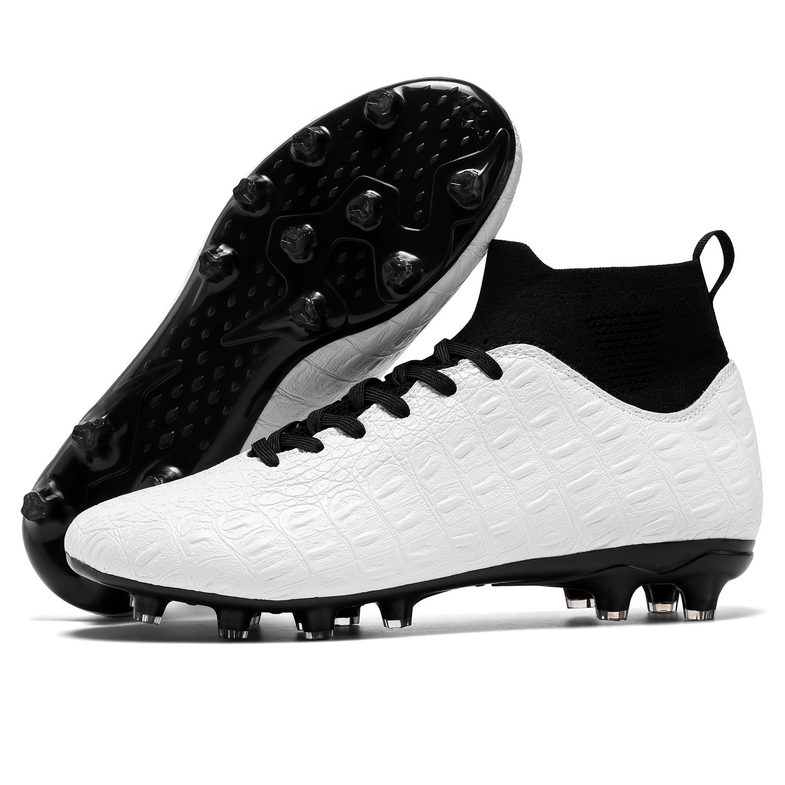 Men's Football Boots with Grip & High Ankle Design – Dario-White-7-The Livary