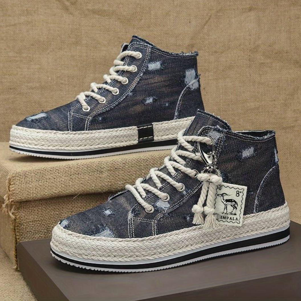 Tall Denim Basketball Shoes with Good Grip - Pexav