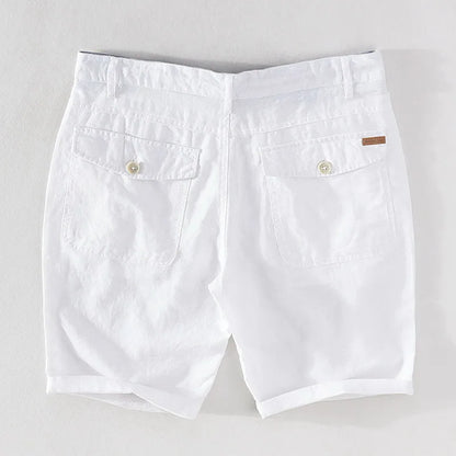 Men's linen-cotton summer shorts with button closure - Sandro-Black-S-Nora Luxe