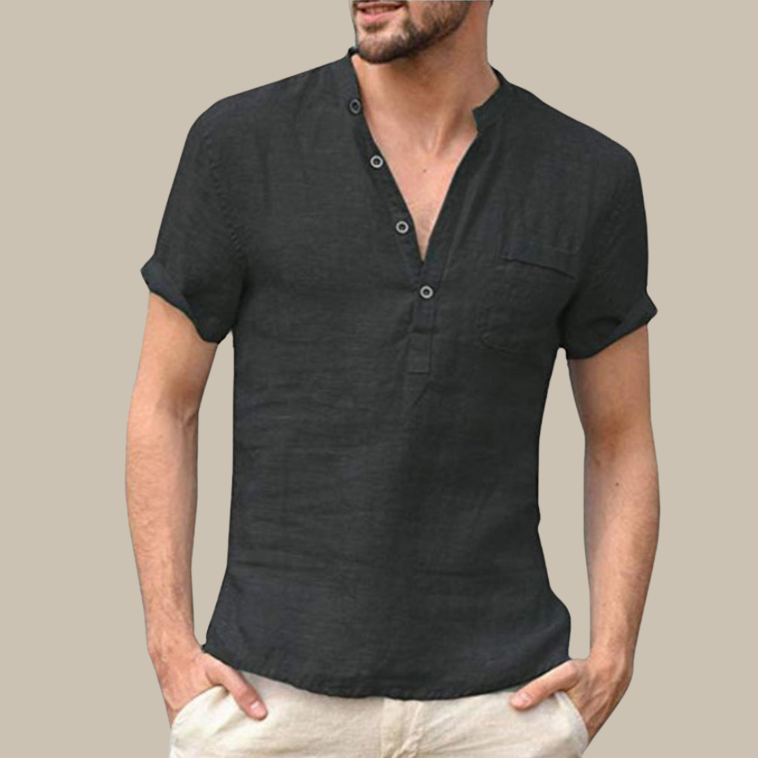 Casual V-Neck Short Sleeve Men's Shirt - Pexav