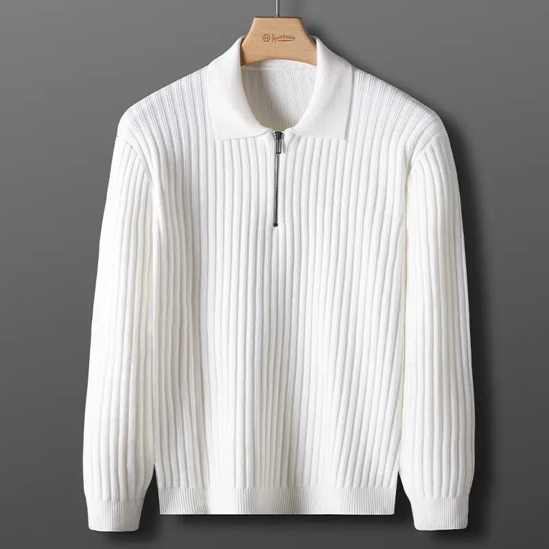 Classic Fit Long Sleeve Polo Sweater - Nocini