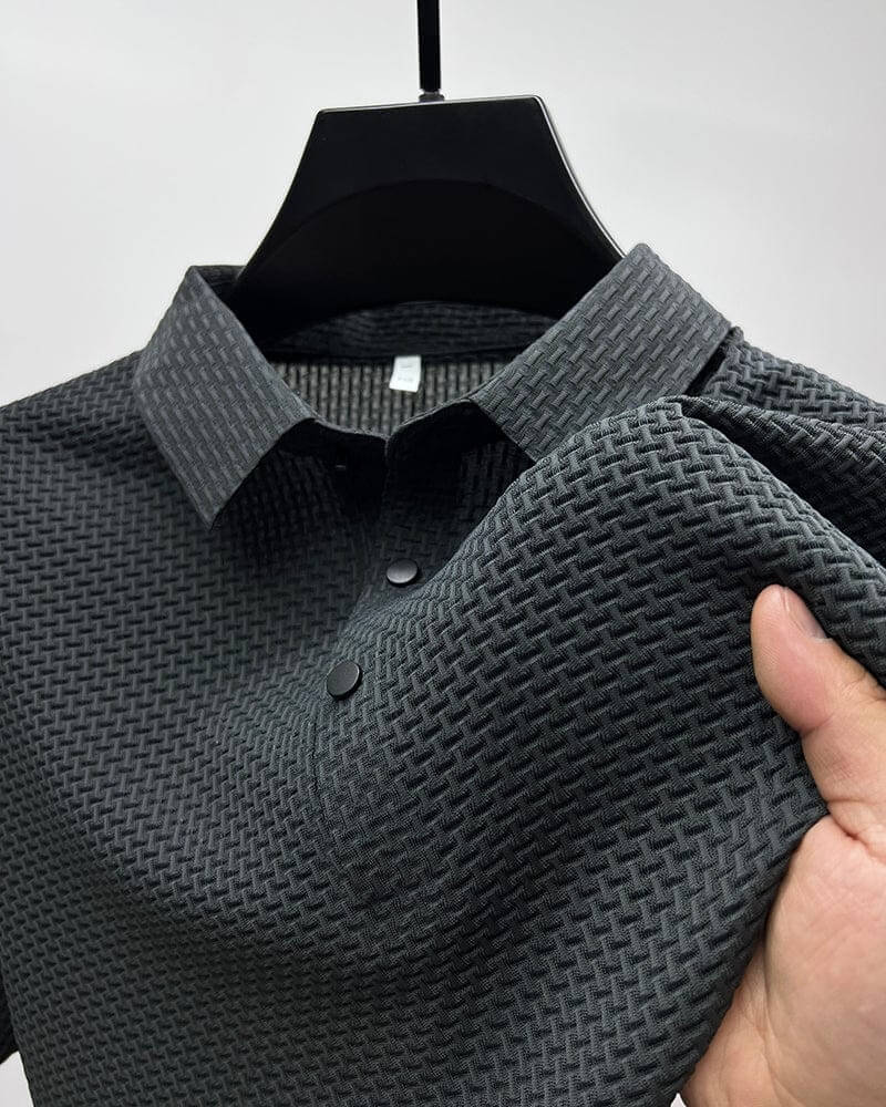 Men's Polo Shirt in Breathable Mesh - Matteo-Gray-M-Nora Luxe