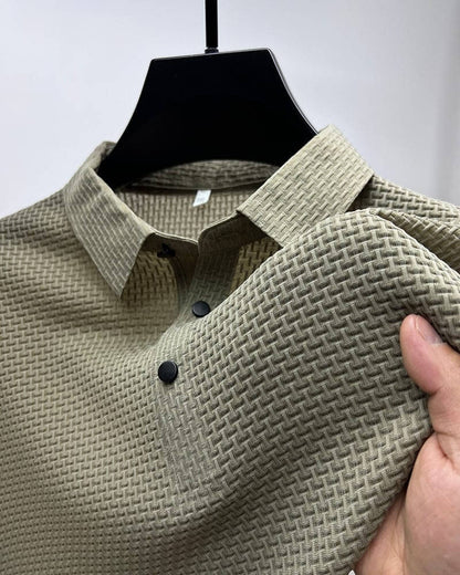 Men's Polo Shirt in Breathable Mesh - Matteo-Khaki-M-Nora Luxe