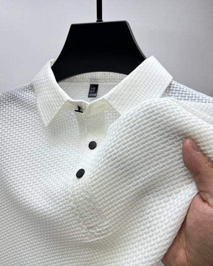 Men's Polo Shirt in Breathable Mesh - Matteo-White-M-Nora Luxe