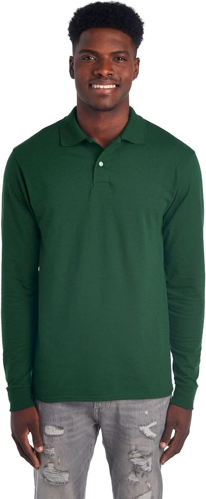 Men's Polo with Long Sleeves - Mark-Dark Green-S-Nora Luxe