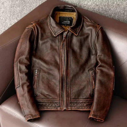 Classic Vintage Leather Jacket - Pexav
