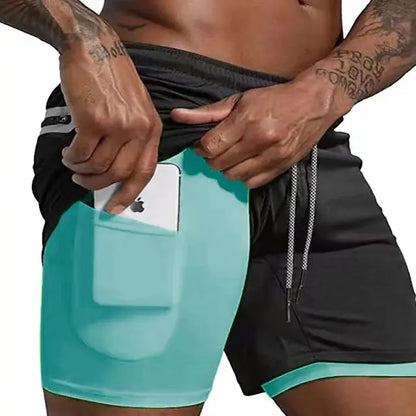 Athletic Double Layer Mens Sports Shorts - Pexav