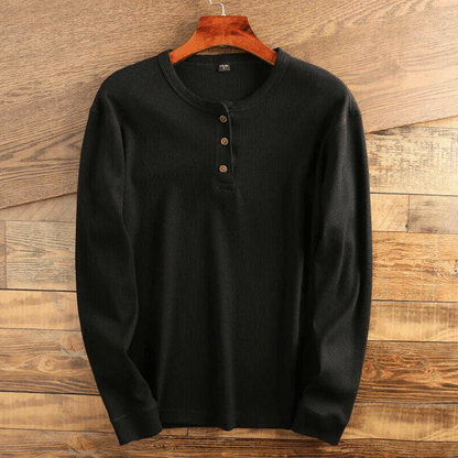 Men's Shirt with Waffle Structure - Mason-Black-S-The Livary