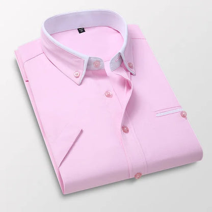 Men's Short Sleeve Shirt - Victor-Pink-M-The Livary