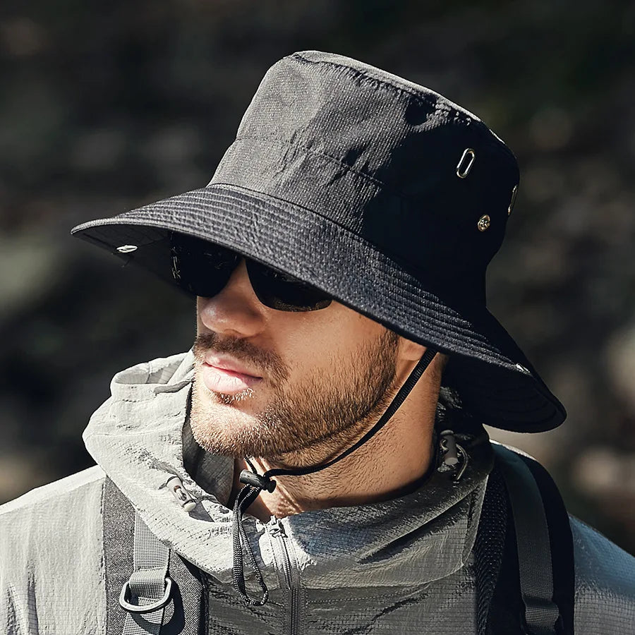 Men's Summer Fishing Hat with UV Protection – Bram-Black-State of Style