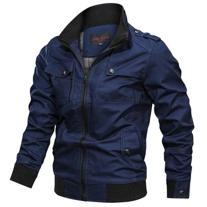 Men's Summer Jacket with Collar and Motorcycle Look – Vince-Blue-S-State of Style