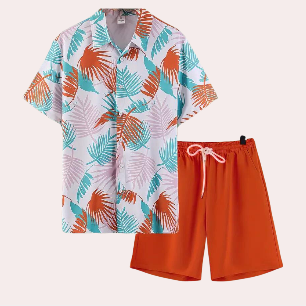 Tropical Mens 2 Piece Beach Shirt Set - Pexav
